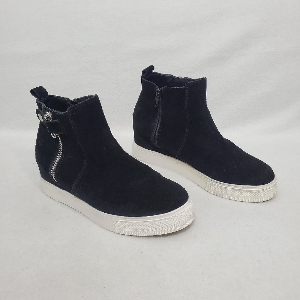 Steve Madden Laguna Black Suede Hidden Wedge Sneakers